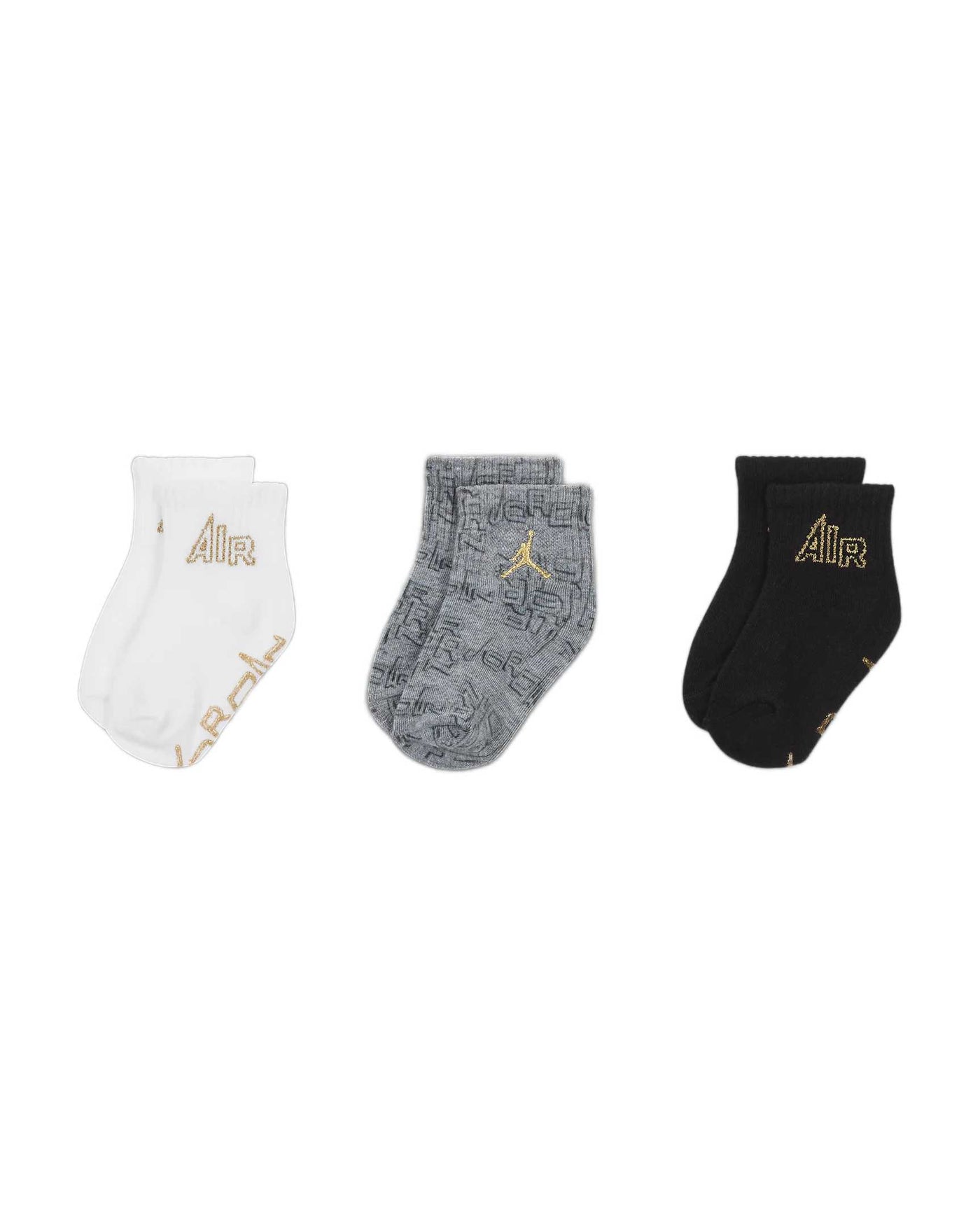 Kids Black & Gold 3Pairs Gripper Socks