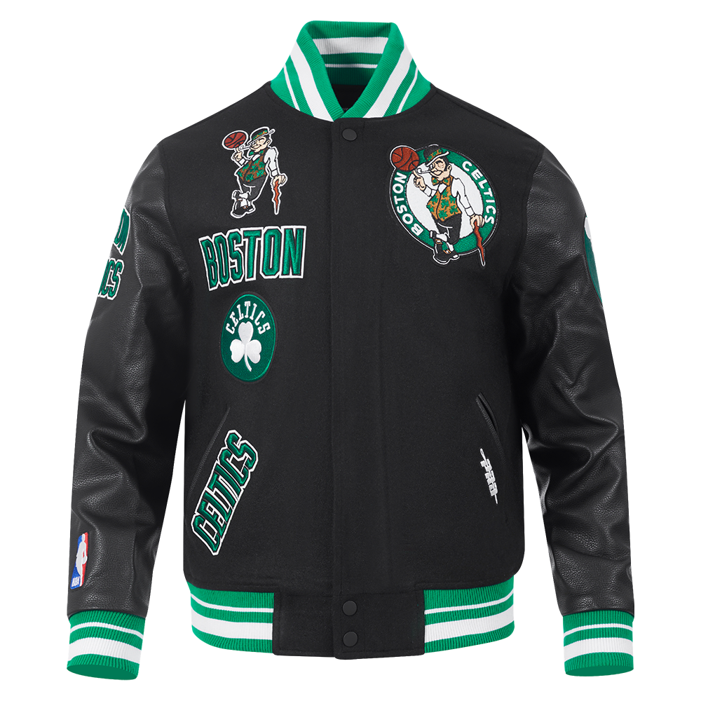 Mens Boston Celtics Retro Classic Rib Satin Jacket