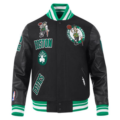 Mens Boston Celtics Retro Classic Rib Satin Jacket