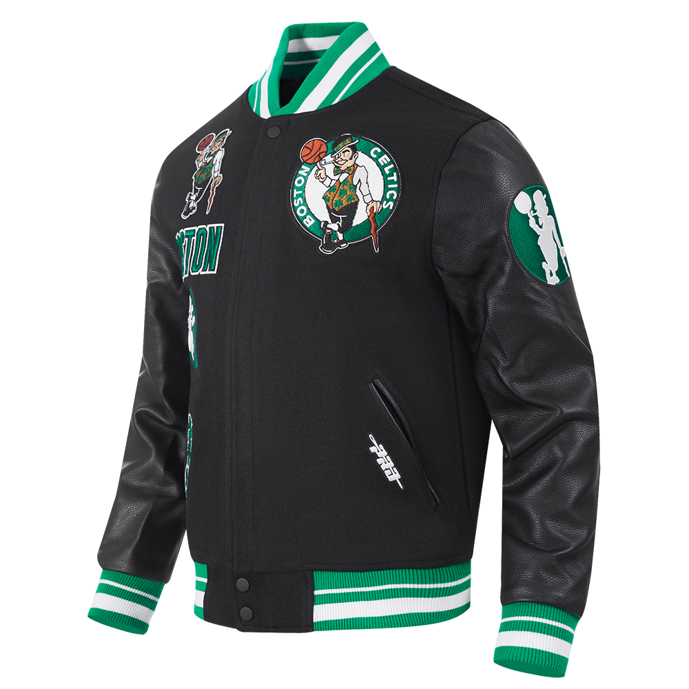 Mens Boston Celtics Retro Classic Rib Satin Jacket