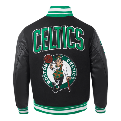 Mens Boston Celtics Retro Classic Rib Satin Jacket