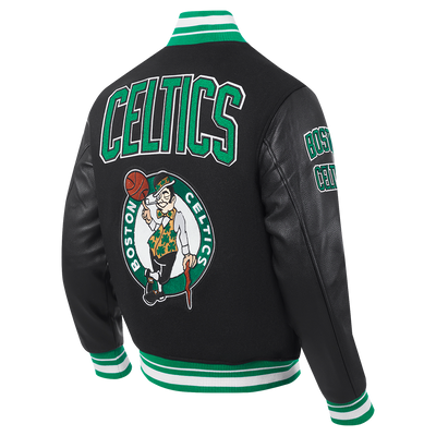 Mens Boston Celtics Retro Classic Rib Satin Jacket