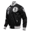 Mens Brooklyn Nets Retro Classic Rib Satin Jacket