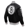 Mens Brooklyn Nets Retro Classic Rib Satin Jacket