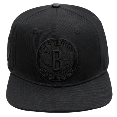 Mens Brooklyn Nets Classic Triple Black Snapback Cap