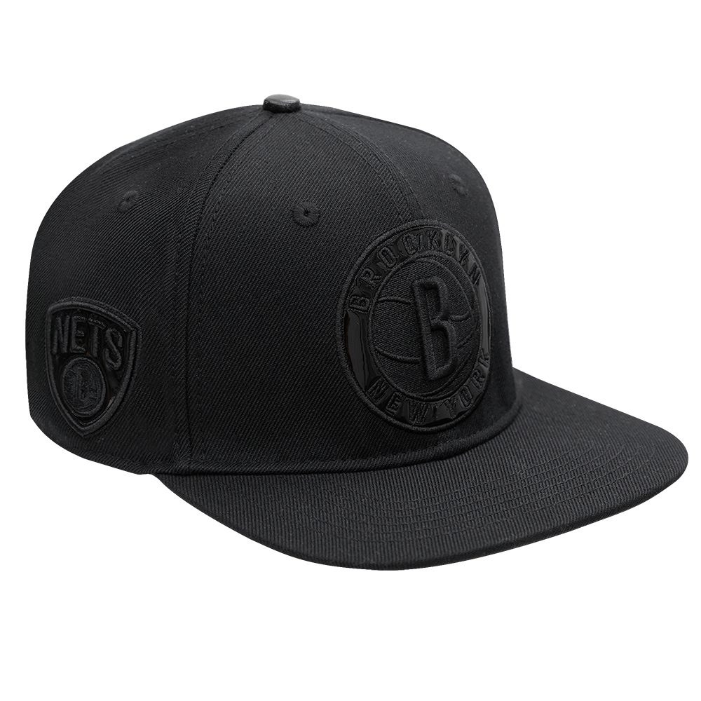 Mens Brooklyn Nets Classic Triple Black Snapback Cap