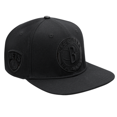 Mens Brooklyn Nets Classic Triple Black Snapback Cap