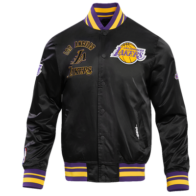 Mens Los Angeles Lakers Retro Classic Rib Satin Jacket