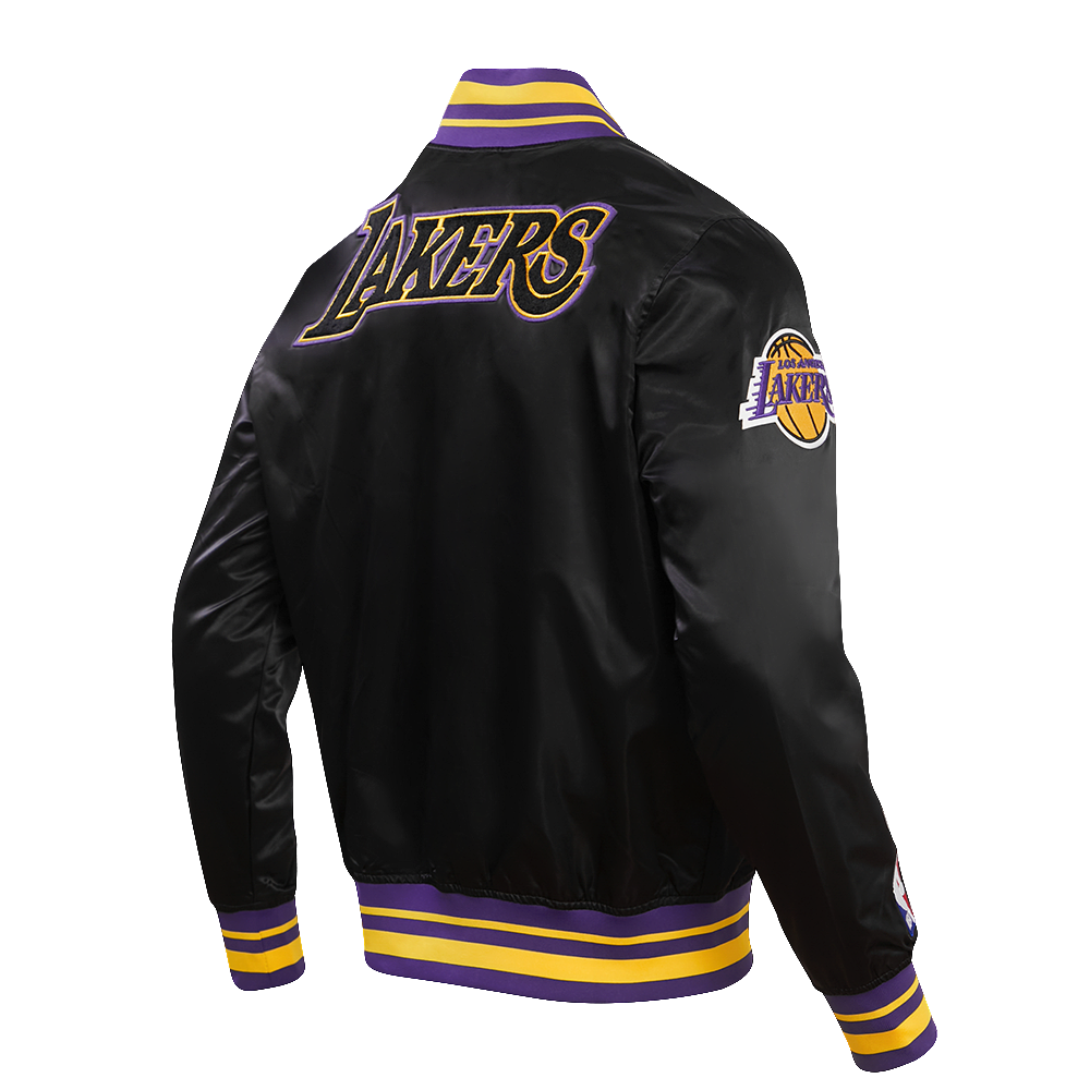 Mens Los Angeles Lakers Retro Classic Rib Satin Jacket