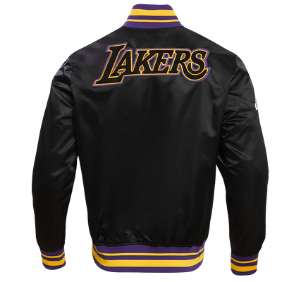 Mens Los Angeles Lakers Retro Classic Rib Satin Jacket