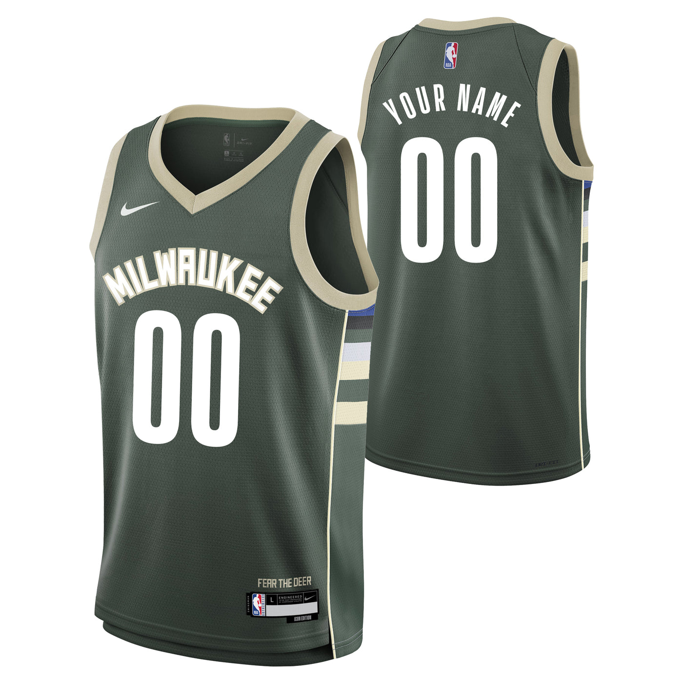 Milwaukee Bucks Blank Icon Swingman Replica Custom Jersey