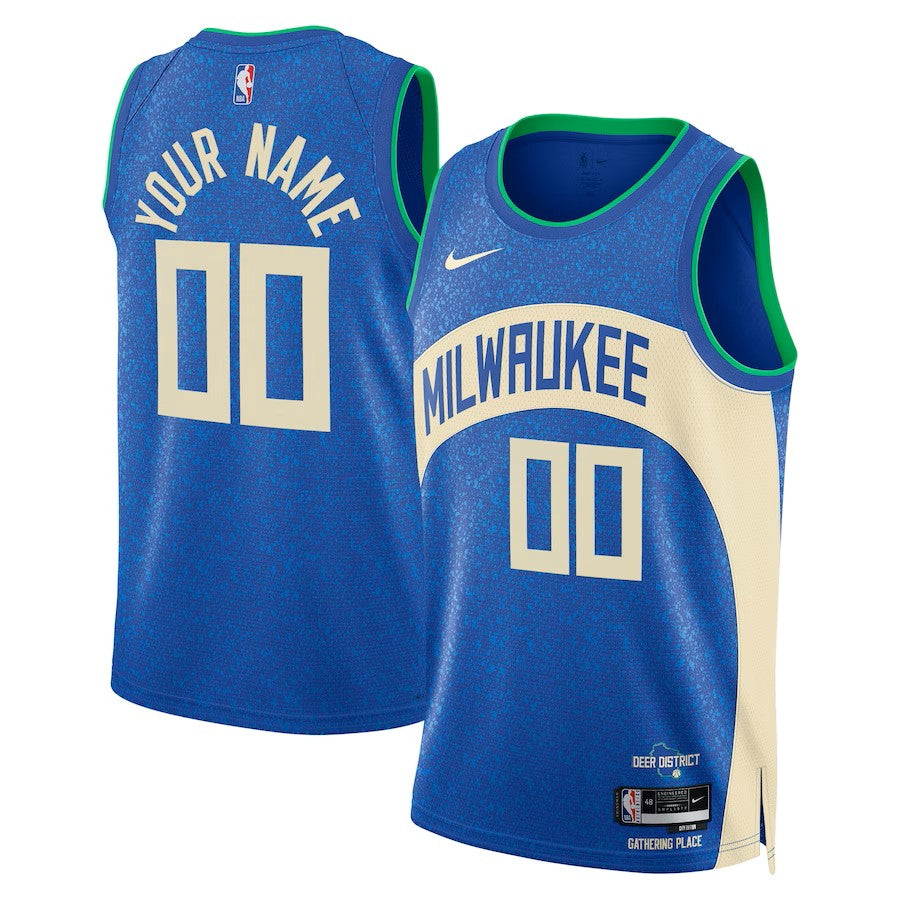 Boys Milwaukee Bucks City Edition Swingman Replica Custom Jersey